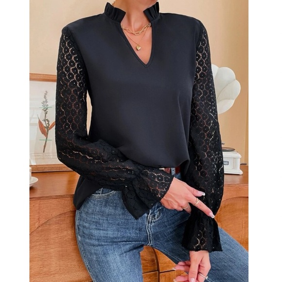 Boho black lace blouse - Picture 6 of 6